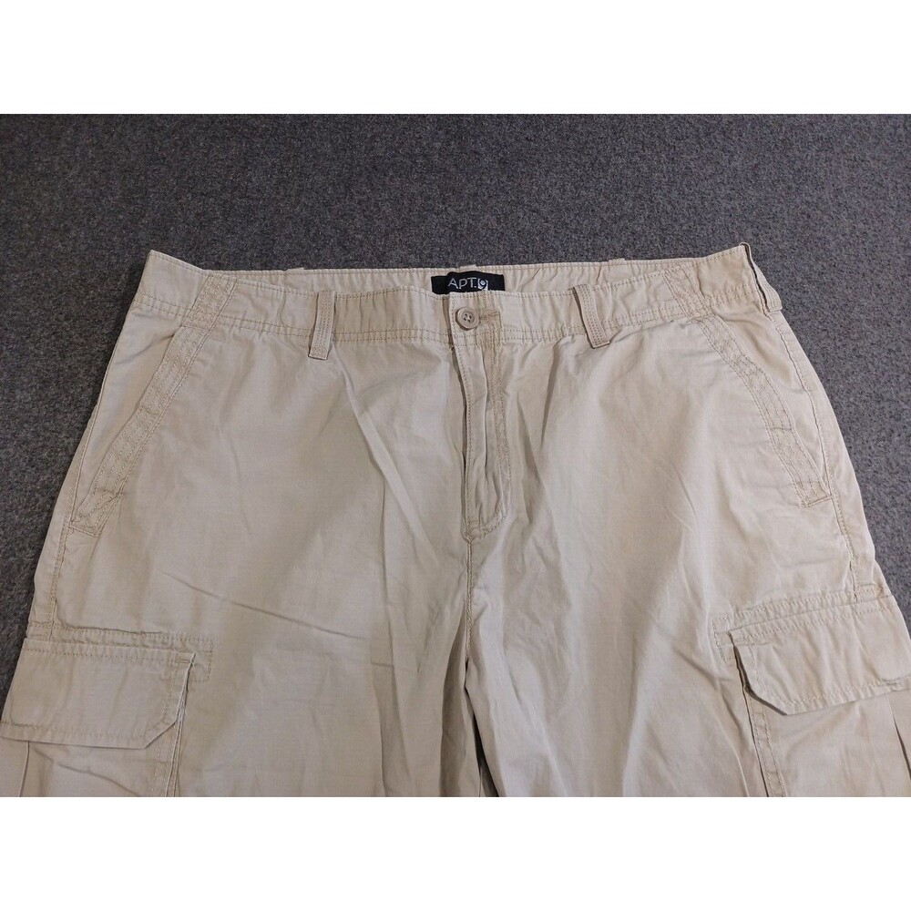 Apt 9 Mens Khaki Cargo Shorts Size 38 Flat Front 100% Cotton - Picture 3 of 12